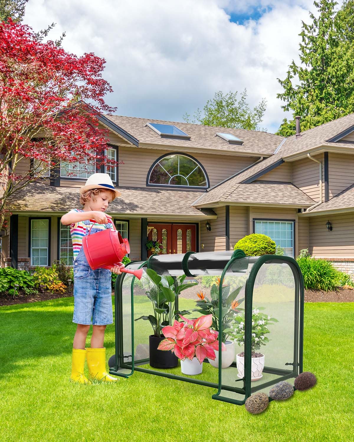 MQJIAZHI Mini Greenhouse Indoor Outdoor, 23.6*16.2*12.2 Inch Portable Tabletop Plant Greenhouse for Plant Growth and Seedling Propagation, Small Greenhouses for Garden Balcony Windowsill Home Use