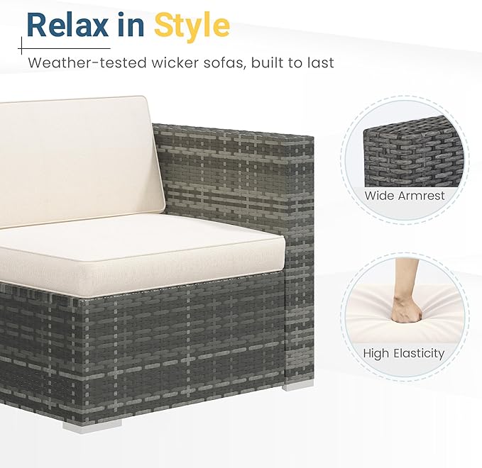 Wisteria Lane 5 Piece Outdoor Patio Furniture Set, All Weather Wicker Rattan
