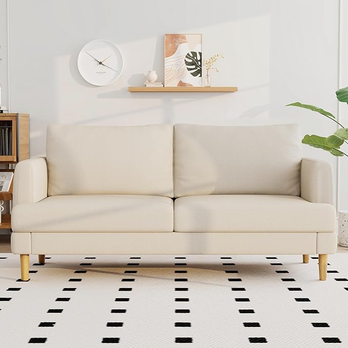 70" Modern Loveseat Sofa with USB Type-C Ports, Linen Fabric 2-Seater Deep Seat