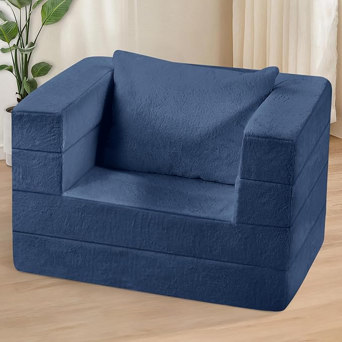 Futon Sofa Bed with Pillow, 3-in-1 Sleeper Sofa Bed with Removable Cover
