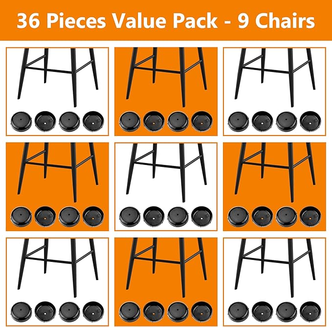 36-Pack Wrought Iron Patio Furniture Feet Caps 1-1/2 inch Round Plastic Outdoor