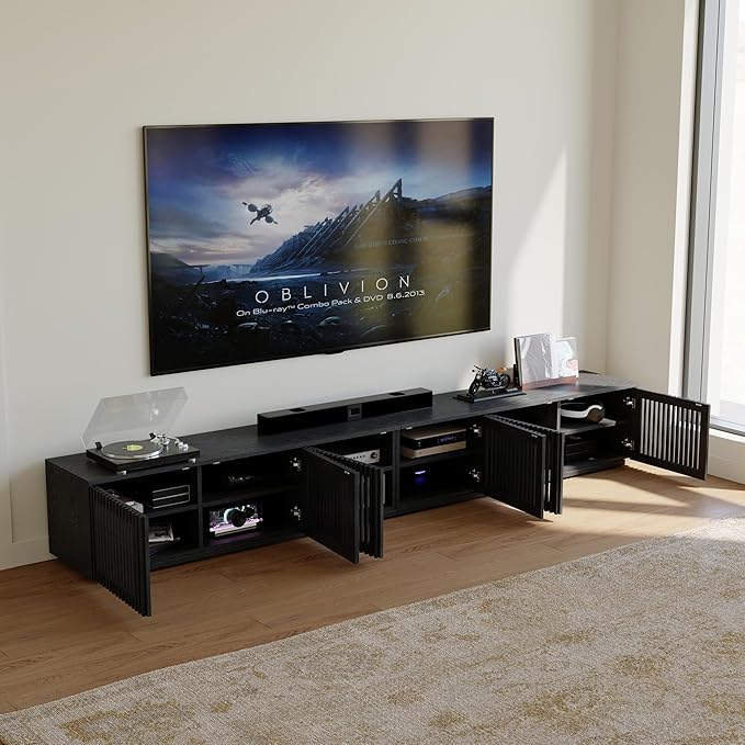 POVISON Full Assembled Mid Century Modern TV Stand, 118” Extra-Large