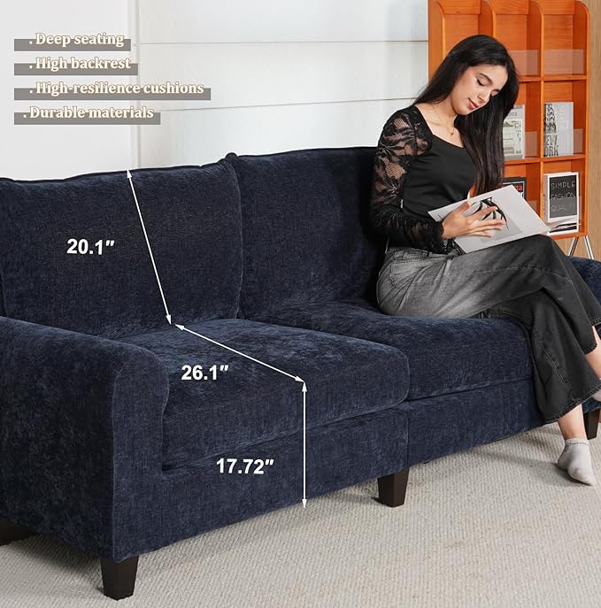 EASE MOOSE 70.6" Modern Deep Seat Loveseat Couch, Soft Chenille Sofa