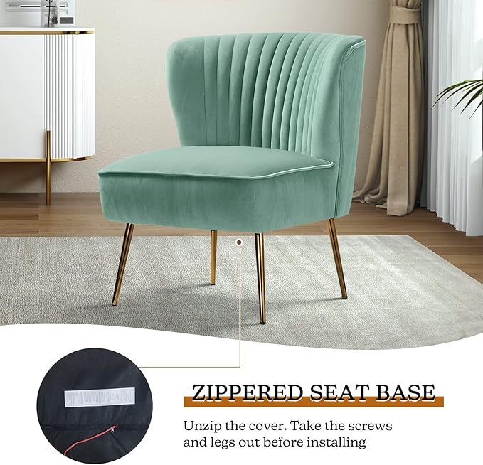 HULALA HOME Velvet Accent Chair, Modern Upholstered Cute Side Chair