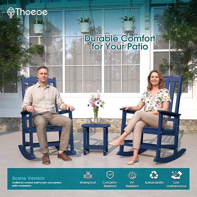 THOEOE Oversized Rocking Chair Set of 2, Outdoor Rocking Chair