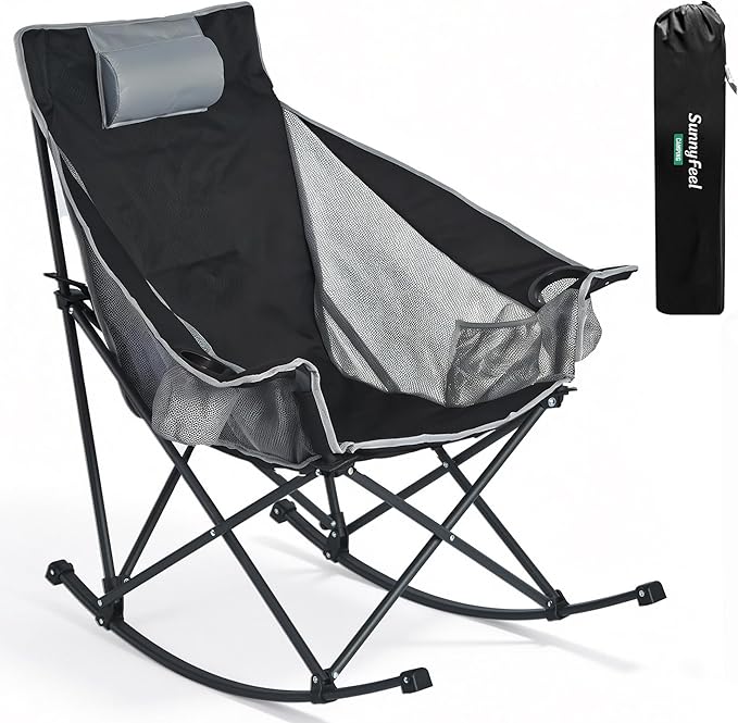 SUNNYFEEL Oversized Rocking Camping Chair, Fully Padded Patio Chair