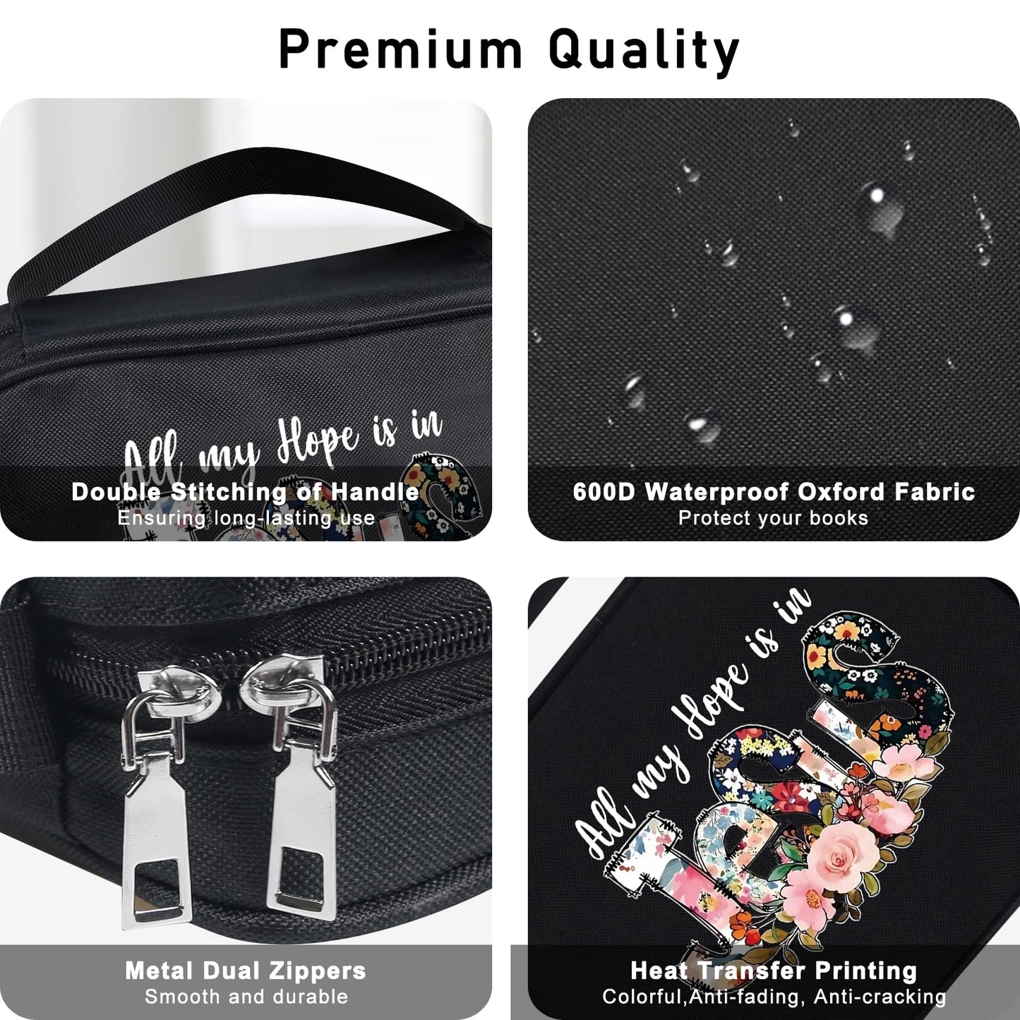 Bible Bags for Women Bible Study Supplies Book Covers with Zipper for Journaling, Bible Cover Case for Men, Organizer Tote Carrying Case with Strap Church Bags for Woman