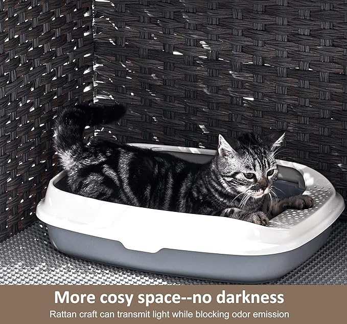 Cat Litter Box Enclosure with Soft Litter Mat; Hidden Kitten Washroom Furniture