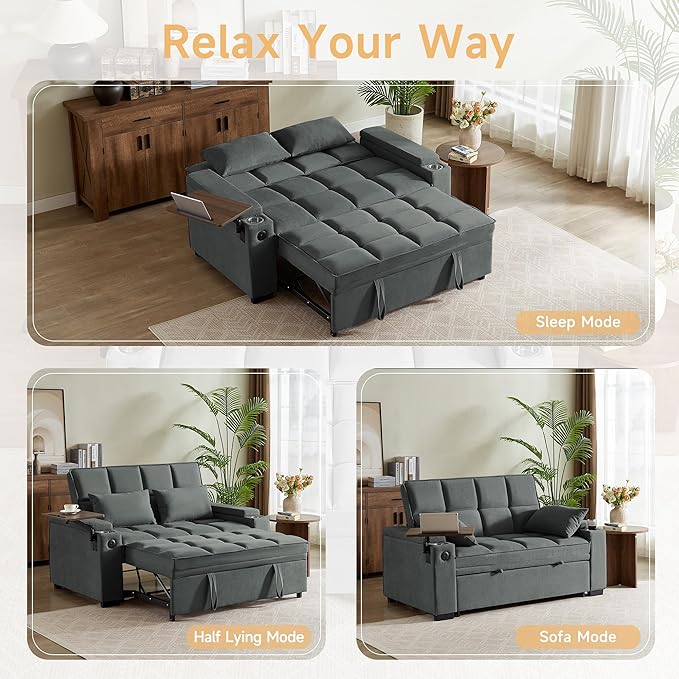 Auvsoce 65" Sleeper Sofa Bed Loveseat, Convertible Couch