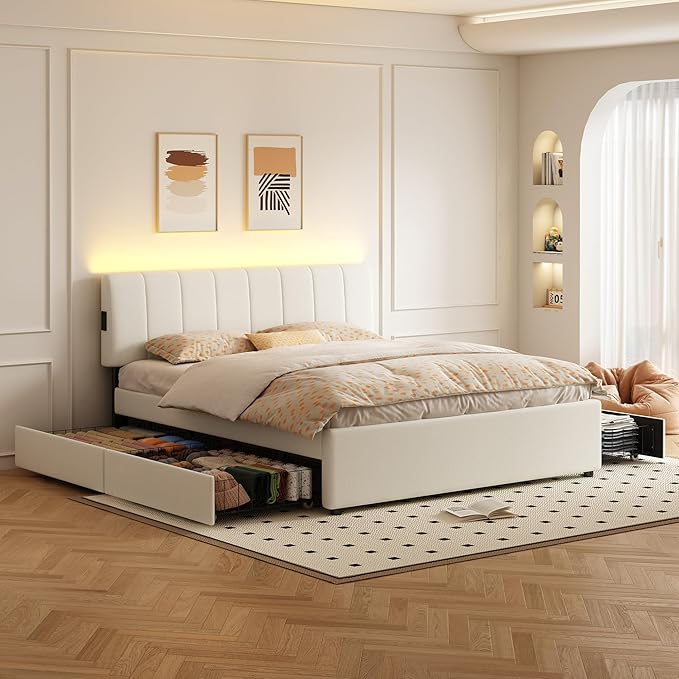 King Size Upholstered Platform Bed