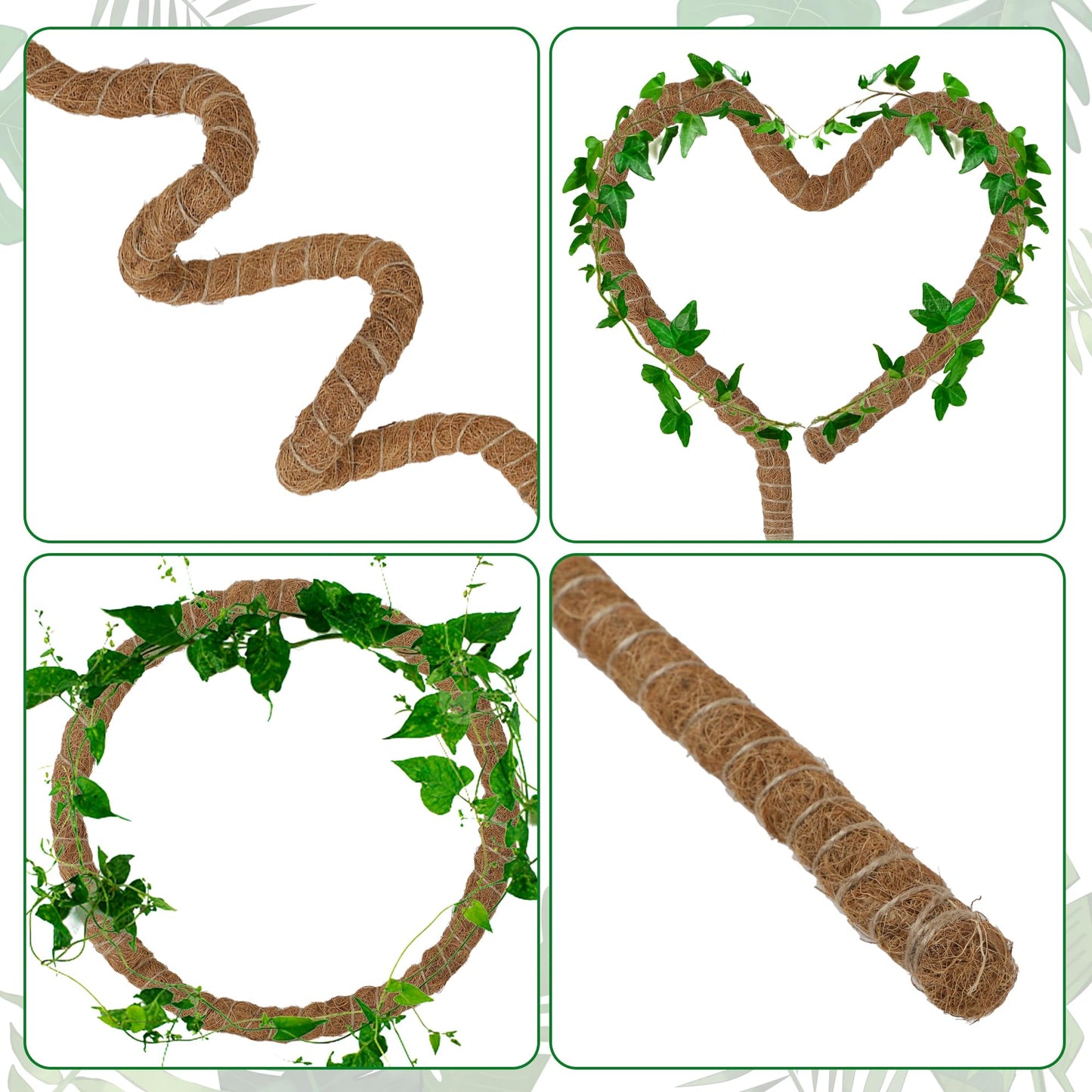 Glory Island 63 Inch Moss Pole Monstera Plant Support, Coir Totem Pole for Indoor Plants, Tall Bendable Plant Climbing Stake with Jute Rope, Long Plant Pole Sticks for Pothos Live Plant