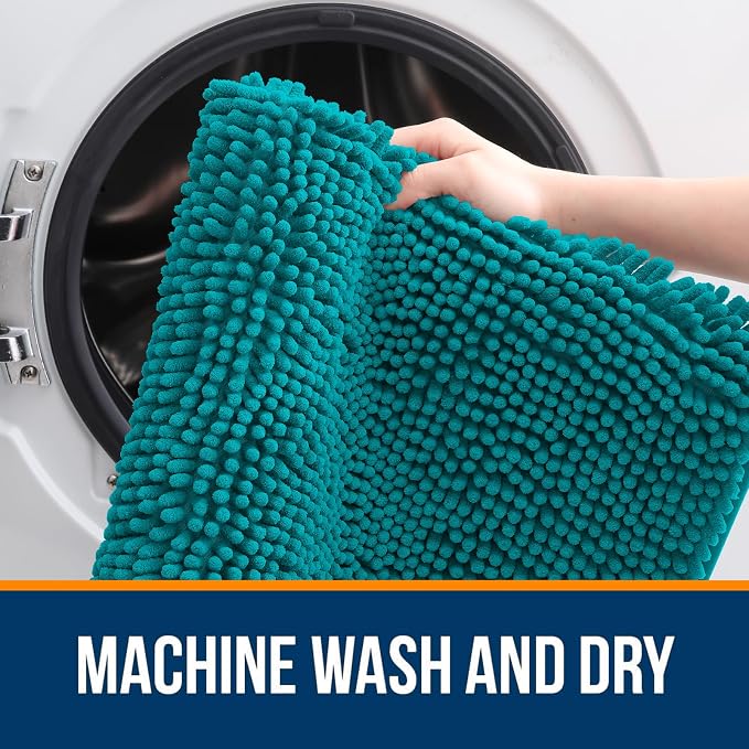 OLANLY Large Bathroom Rugs 59x35, Extra Soft Absorbent Chenille Bath Rugs, Rubber Backing Quick Dry, Machine Washable Bath Mats for Bathroom Floor, Tub and Shower, Home Decor Accessories, Deep Lake