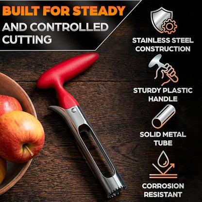 Apple Corer Tool – Stainless Steel Apple Core Remover with Durable Plastic Handle – Comfortable Grip, Easy to Use, Dishwasher Safe & Long-Lasting | Works for Apples, Pears, Tomatoes, Peppers & More