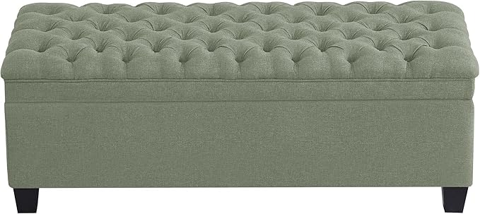 WUTUTUEE 50" Fabric Storage Ottoman Bench, Upholstered Rectangle End of Bed