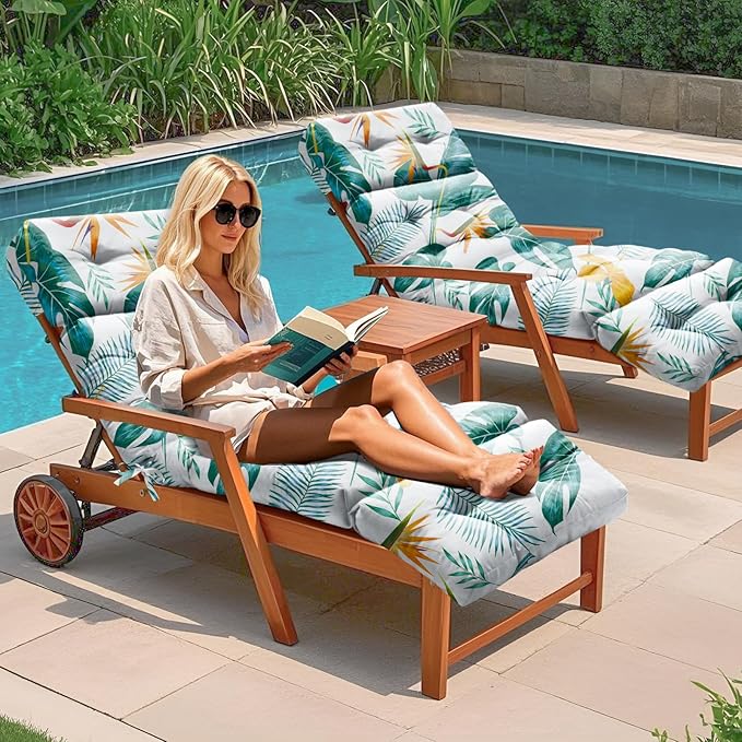 Outdoor Chaise Lounge Chair Cushion 75.1 x 22.8 x 4.7 Inches 100% Waterproof