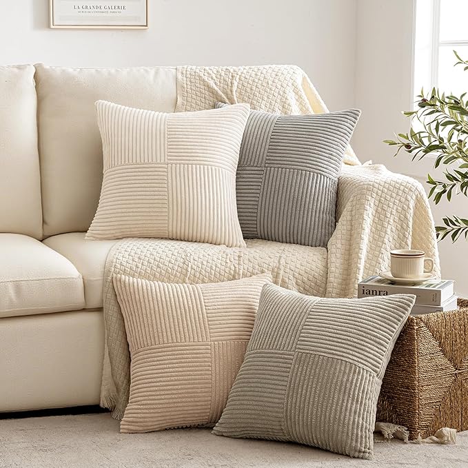 MIULEE Neutral Decorative Throw Pillow Covers 20x20 Inch Set of 4