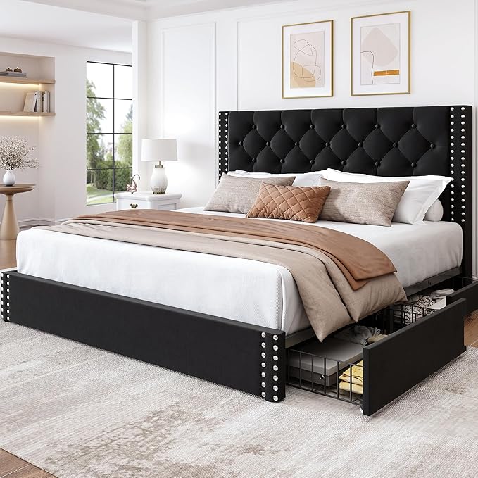 LARMACE Queen Size Platform Bed Frame