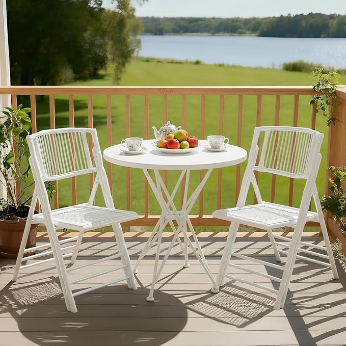 VINGLI Bamboo Folding Chair, Foldable Dining Wood Chairs Comfortable Seat