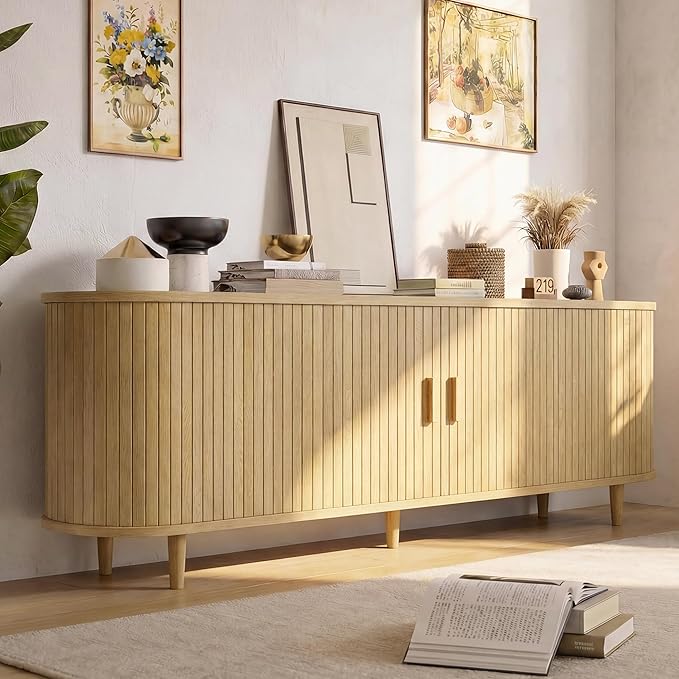 65" Mid Century Modern TV Stand, Wood TV Consoles