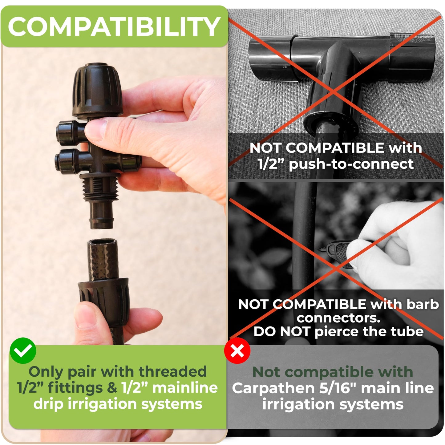 Carpathen 50 FT 1/2 Irrigation Tubing Mainline - Flexible Drip Irrigation Tubing Perfect for Push-To-Connect Garden Irrigation System, or as Blank Distribution Hose for Any Gardening Project