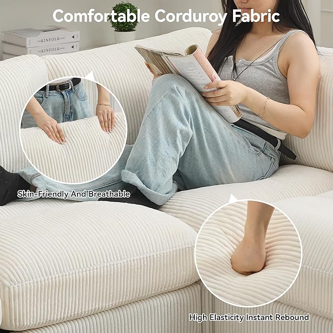 87'' V-Shaped Sectional Sofa Couch, 5-Seater Modular Couches