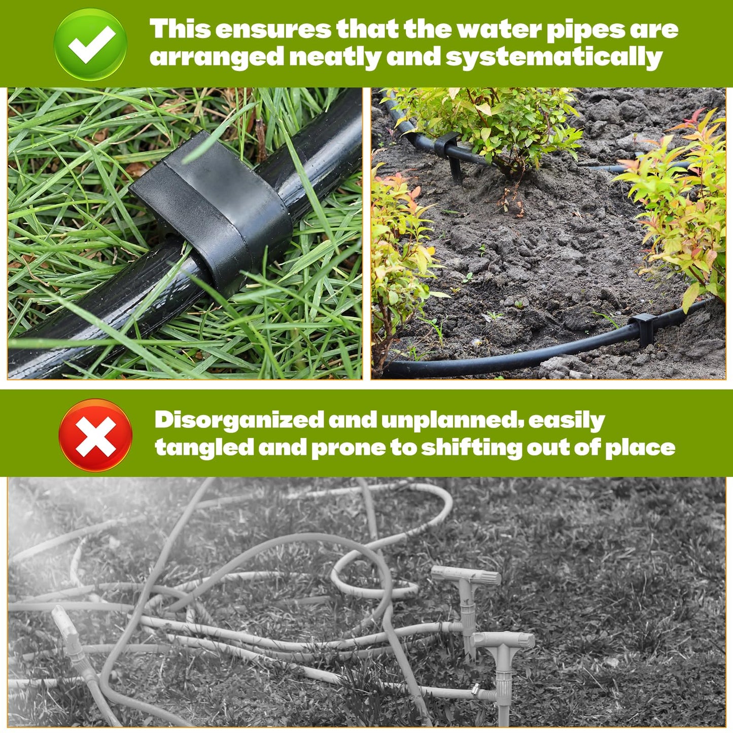 Honoson 80 Pcs Irrigation Stakes Tubing Hold Down Anchor Stakes 1/2" PE Plastic Garden Hose Stake 6 Inch Plastic Drip Tubing Anchor for Greenhouse, Lawn, Patio, Vegetable Plot