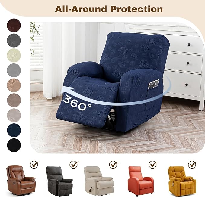 Gennia Recliner Chair Covers 3 Pieces, Waterproof Jacquard Reclining Chair Cover