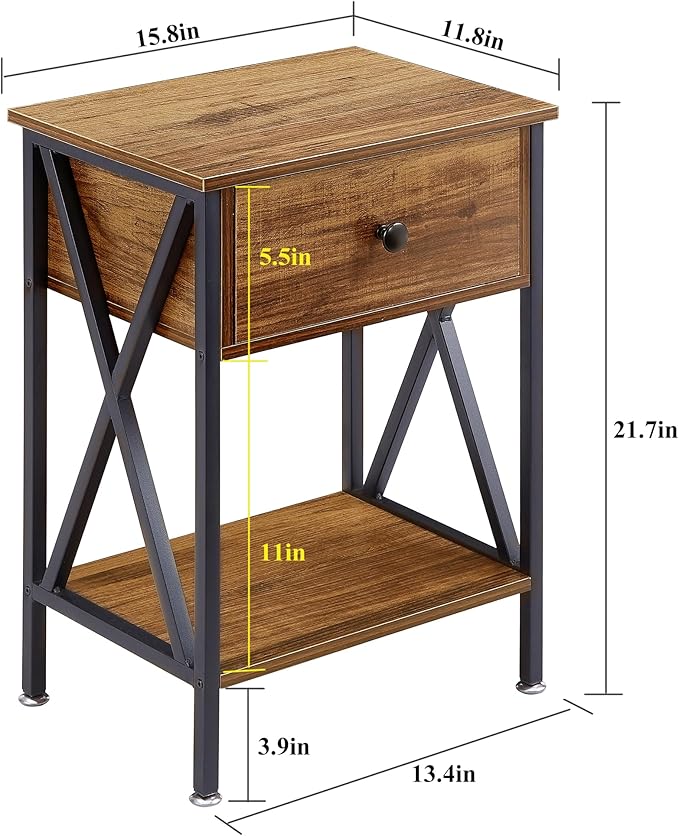 VECELO Nightstands Set of 2, Modern Bedside End Tables, Night Stands