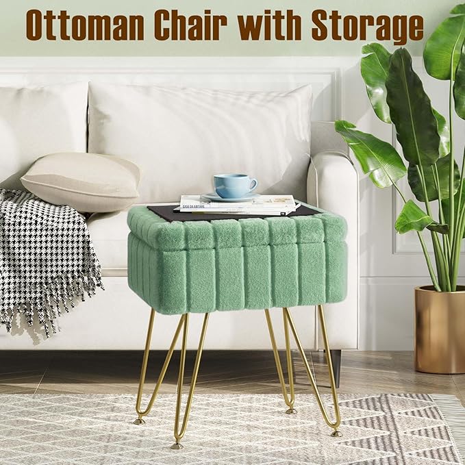 Greenstell Vanity Stool Chair Faux Fur