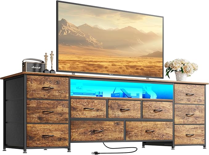 Huuger 63 Inch TV Stand for 65, 70 Inch TV, 11 Drawer Long Dresser