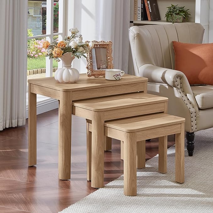 Joaxswe Farmhouse Nesting Tables Set of 3, Nesting Side Tables