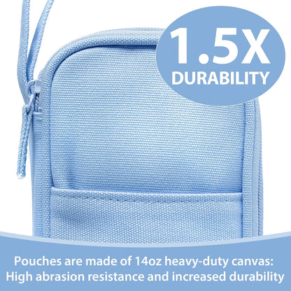 Pencil Case Pouch Box Bag School Supplies Girls Boys Kids, Cute Preppy Stuff Large Big Capacity Aesthetic Pen Organizer, Back to College Stationary, Sky Blue, Heavy Duty Canvas, 1800ml