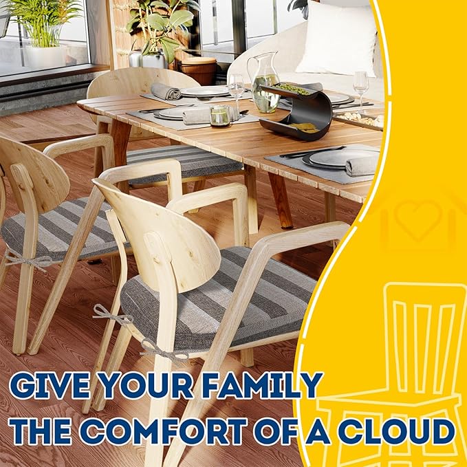 AAAAAcessories D-Shaped Chair Cushions, Machine-Washable Cover, Boldstripes