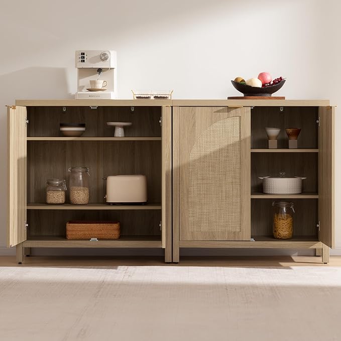 SICOTAS 68" W Rattan Sideboard Buffet Cabinet