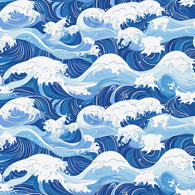 HOMETITUTE Ocean Blue Wave Pattern Wallpaper Peel and Stick Self Adhesive Vinyl