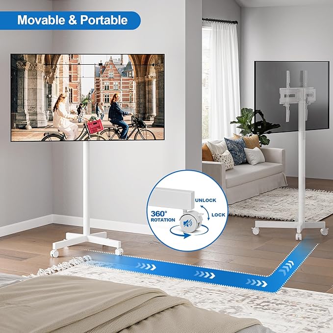 Mobile TV Cart Rolling TV Stand