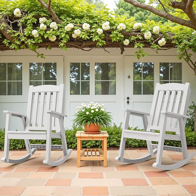 Greesum Set of 2 Outdoor Rocking Chair, Rust-Proof & UV-Resistant, Comfortable