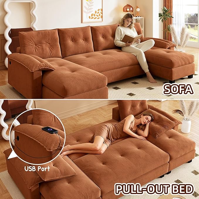 104.7" U-Shaped Sleeper Sofa