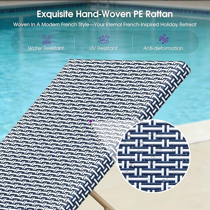 PURPLE LEAF Extra Large Patio Chaise Lounge 2 Pieces French Outdoor Wicker