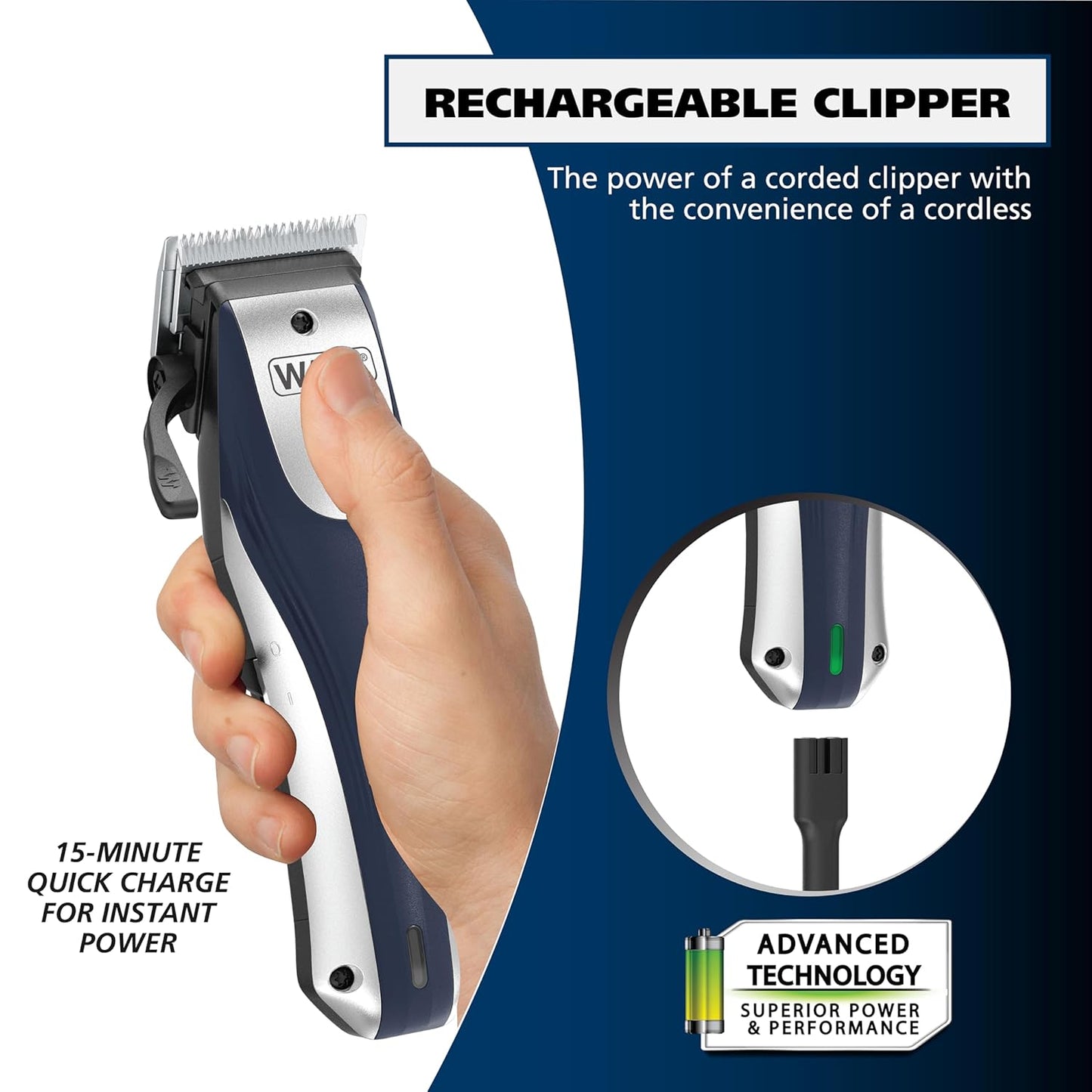 Wahl Lithium Ion Pro Rechargeable Cordless Hair Clippers for Men, Woman, & Children with Smart Charge Technology for Convenient at Home Haircutting - Model 79470