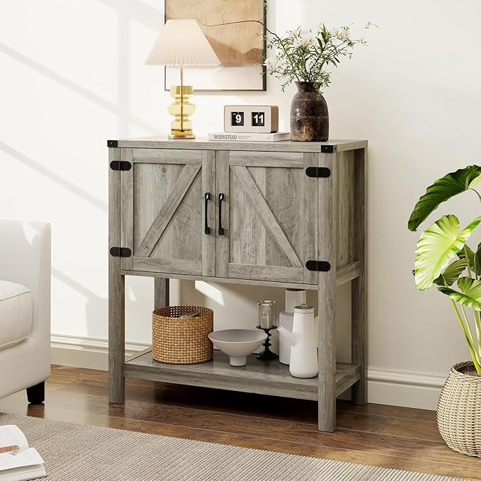 Mufico Console Table with 2-Door Cabinet Coffee Bar Cabinet Sofa Table
