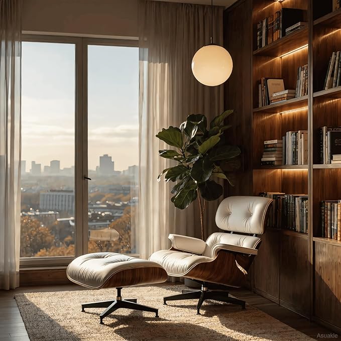 Top Grain Leather, Mid Century Chaise Lounge Chair and Ottoman, Modern Chair