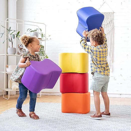 ECR4Kids SoftZone Toddler Modular Stool Set, Flexible Seating