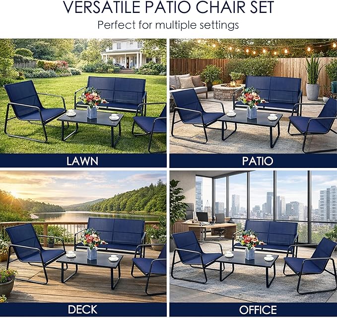 Kozyard Sofia 4-Piece Patio Conversation Set, Outdoor Furniture Set