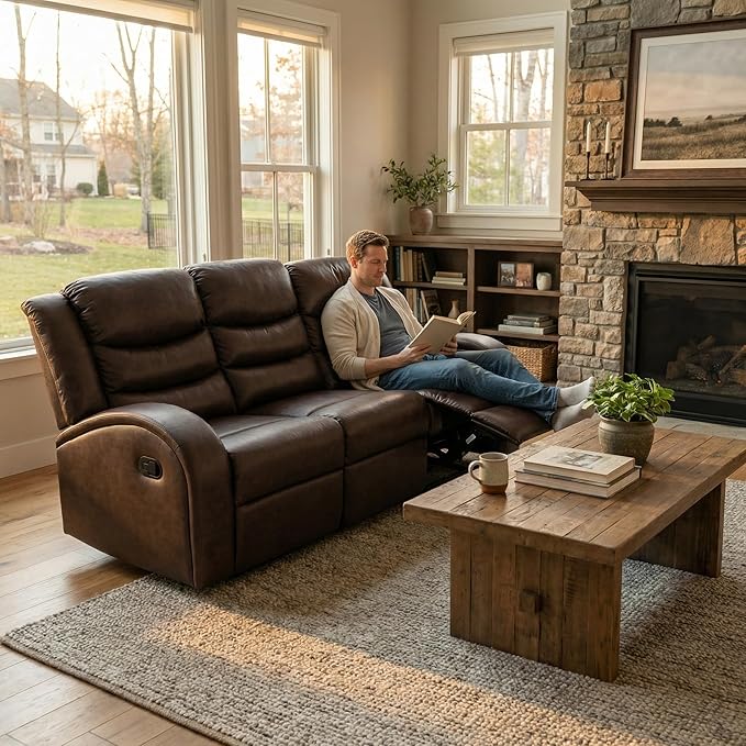 Recliner Sofa Set 3 Piece Living Room Furniture Set Couch Sectional Leather