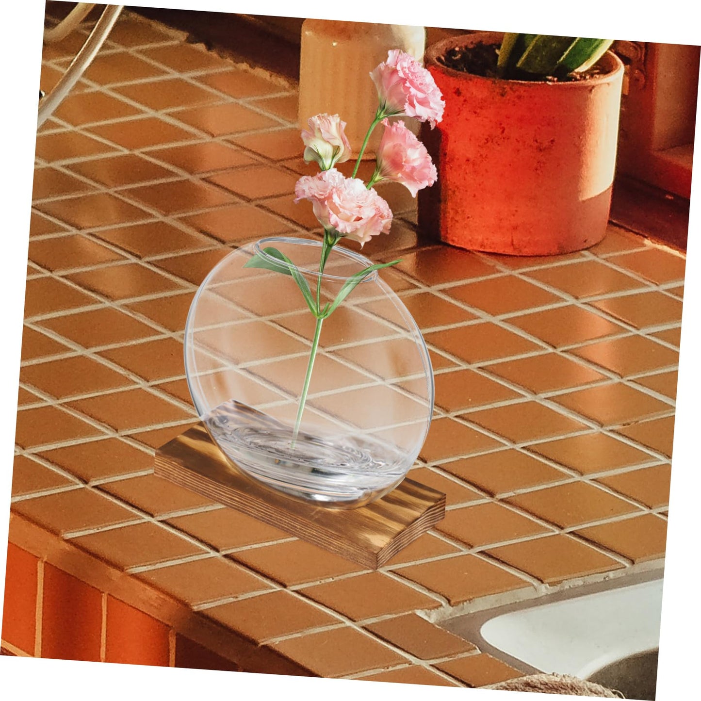 Mipcase 2sets Wooden Vase Glass Terrarium Indoor Plant Wall Garden Propagation Terrariums
