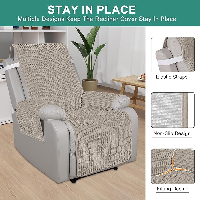 Foxdecor Recliner Chair Covers, Recliner Cover Non-Slip Chair Covers, Washable