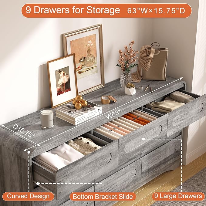 4 Piece Bedroom Set, Dresser and Nightstand Sets, Including Modern Wooden Large