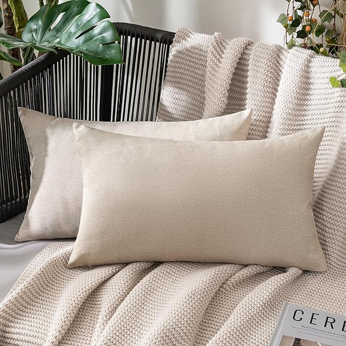 MIULEE Pack of 2 Decorative Outdoor Solid Waterproof Throw Pillow Covers Faux