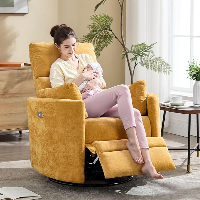 Power Recliner, Nursery Chair Swivel Glider Rocking Chair